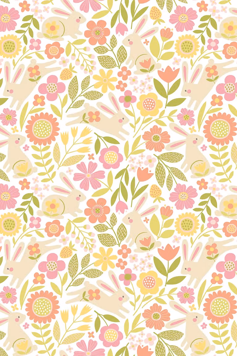 Hoopla Walls Bouncing Bunnies Matt Wallpaper in Yellow and Multicolour