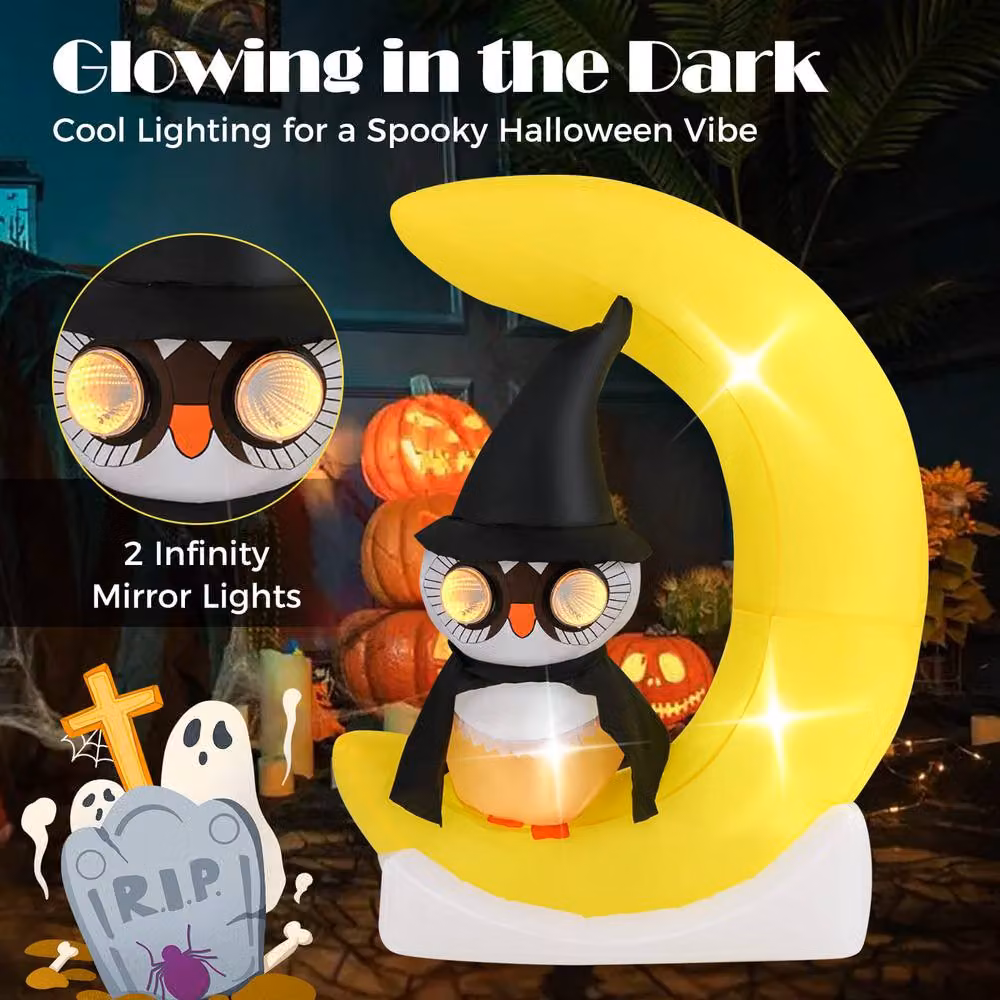 Costway Multicolour Inflatable Halloween Owl Outdoor Decoration W: 130 cm, D: 155 cm – 4