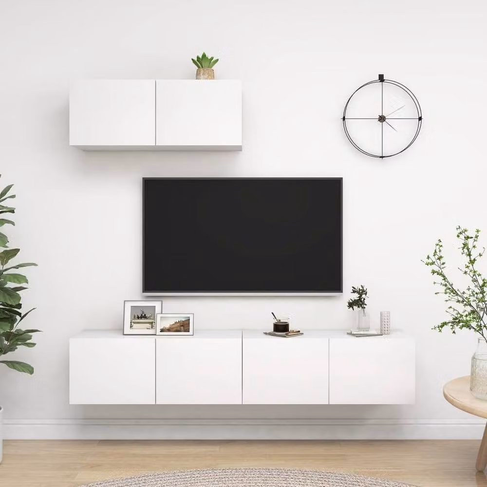 Berkfield Home 3-Piece White Engineered Wood TV Cabinet Set