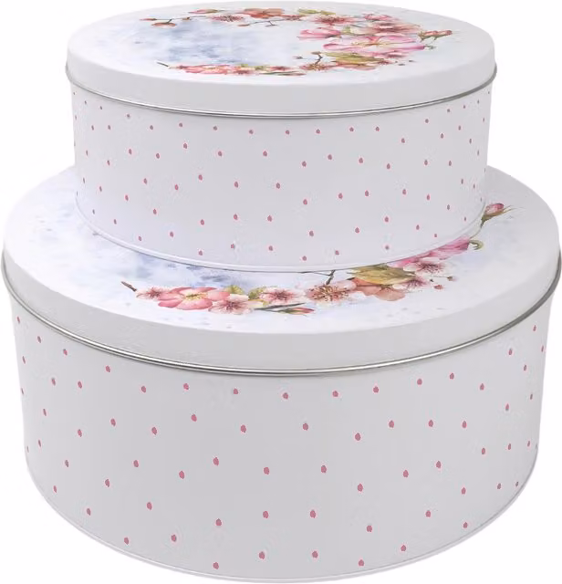 Purely Home Round Multicoloured Pink Blossoms Cake Tin Set