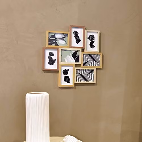 Nielsen Design Multi-Aperture Wooden Collage Photo Frame for 8 Pictures, Multicolour and Brown, with Glass Front – 4