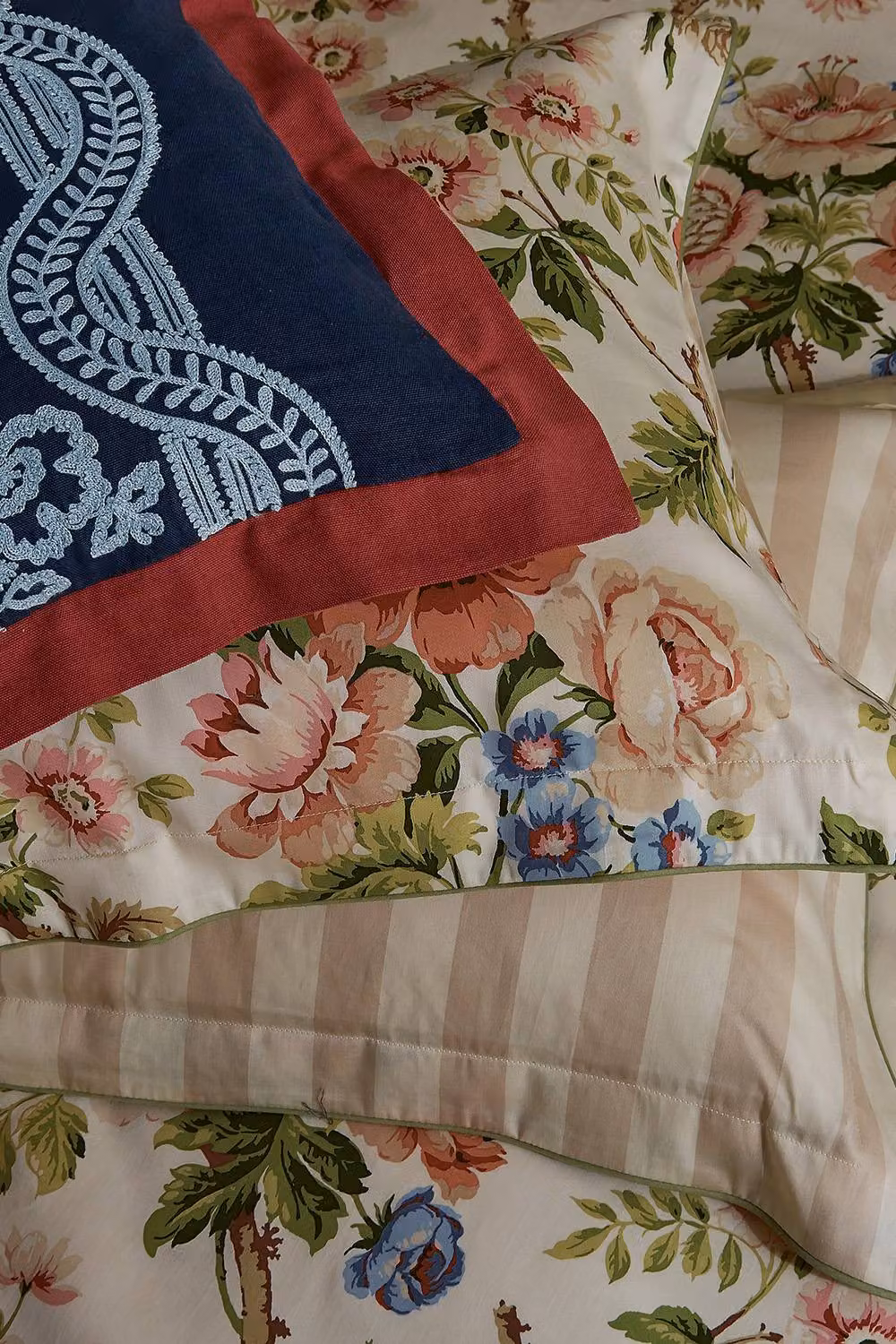 Sanderson Hykenham Reversible Floral Cotton Mako Satin Duvet Cover and Pillowcase Set, Multicolour, W: 140 cm, L: 200 cm – 4