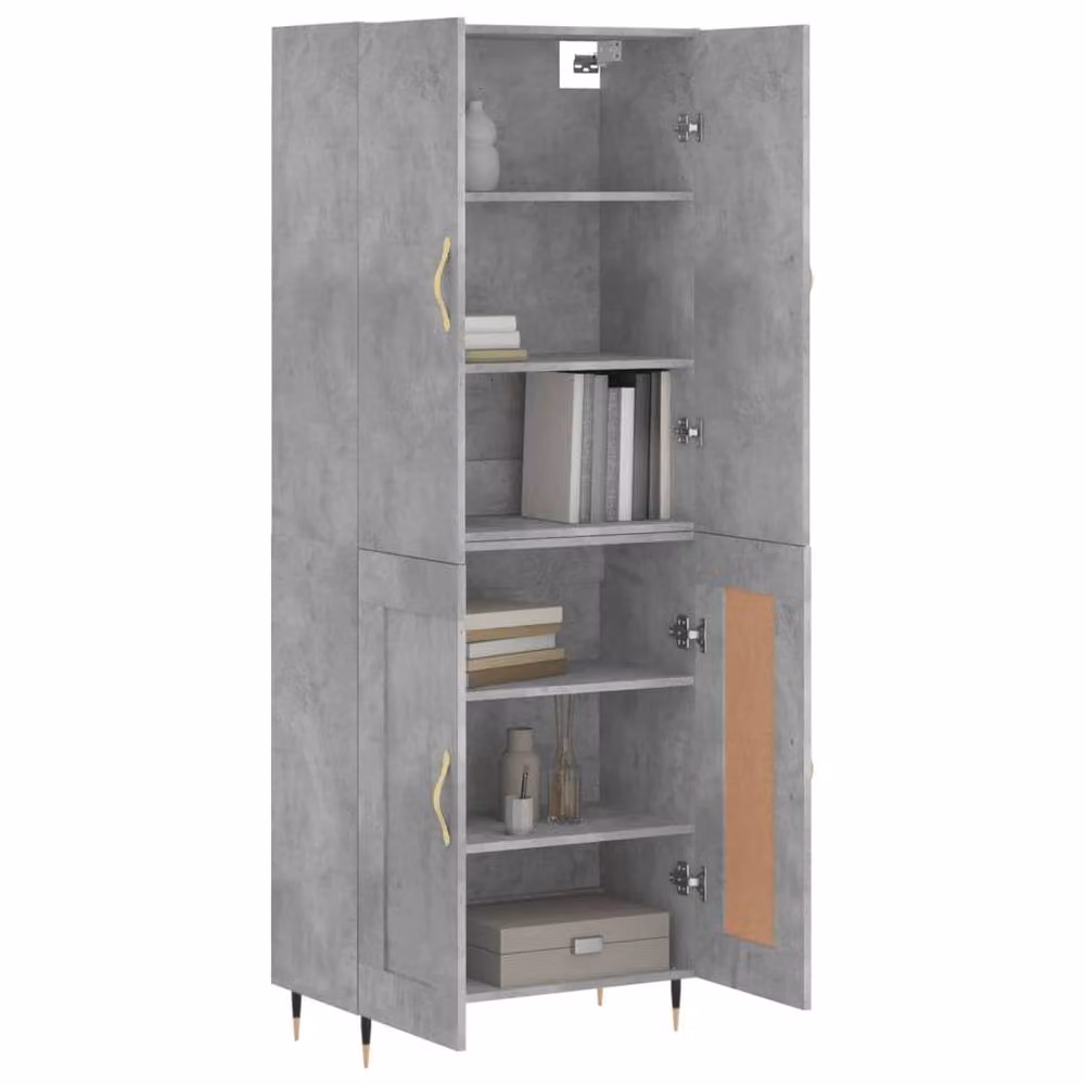 Berkfield Home Highboard in Concrete Grey, W: 69.5 cm, D: 34 cm, H: 180 cm – 2