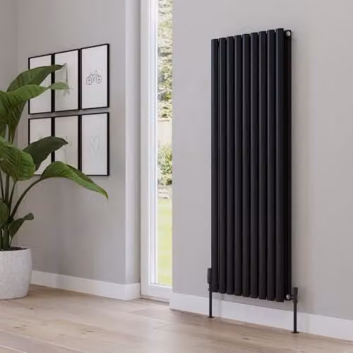 UK Radiators Omeara Black Elliptical Tube Vertical Designer Radiator, W: 52.2 cm, H: 140 cm – 3