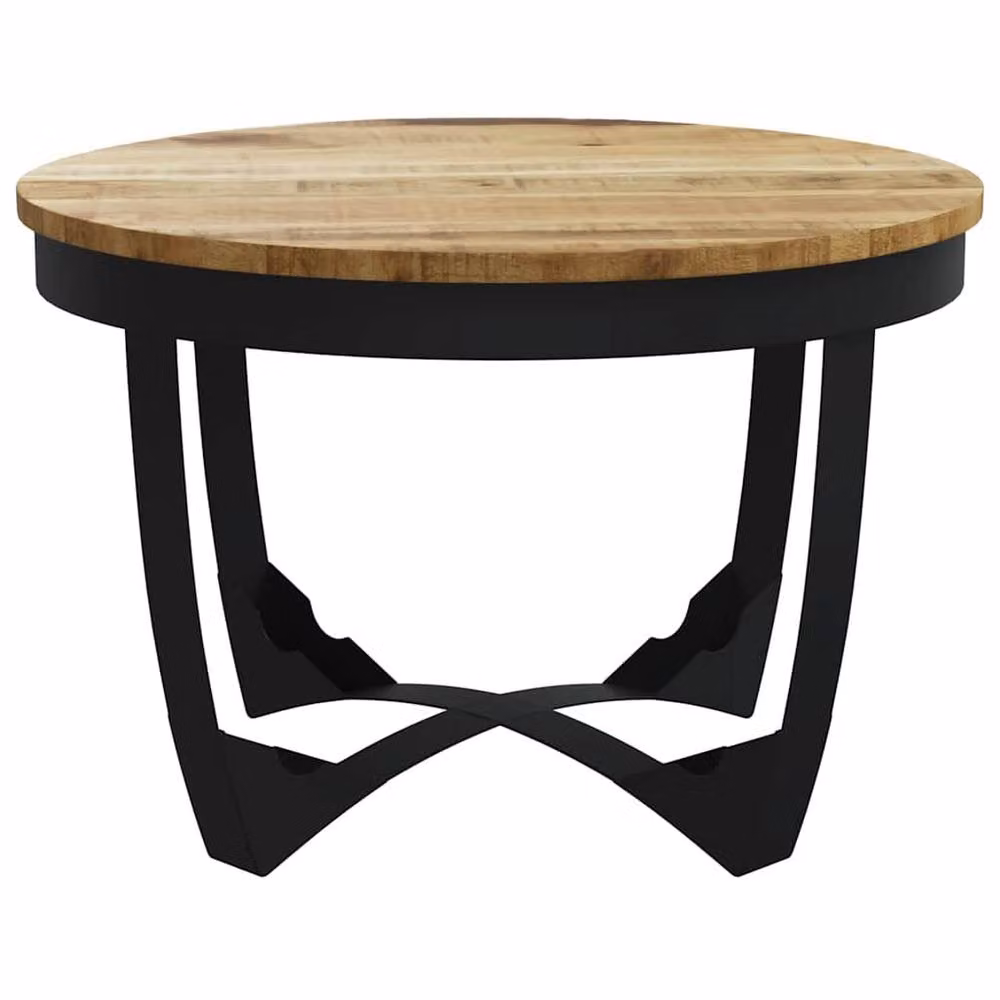 Berkfield Home Beautiful Round Coffee Table in Brown Solid Rough Mango Wood W: 60 cm, D: 40 cm – 4