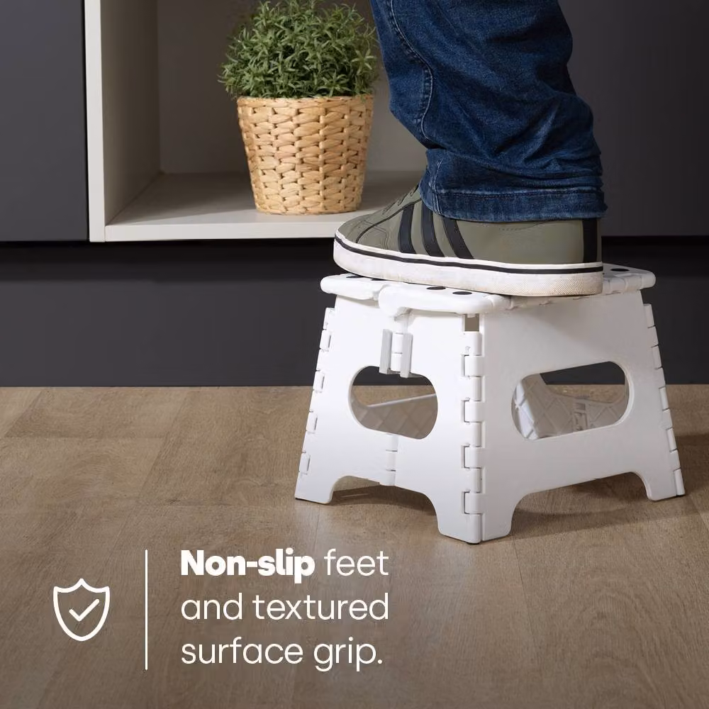 LIVIVO 9 Inch Folding Step Stool, White, 150kg Capacity – 4