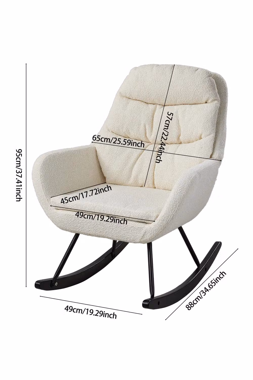 H&O Direct Teddy Bouclé Upholstered Rocking Chair in Beige – 2