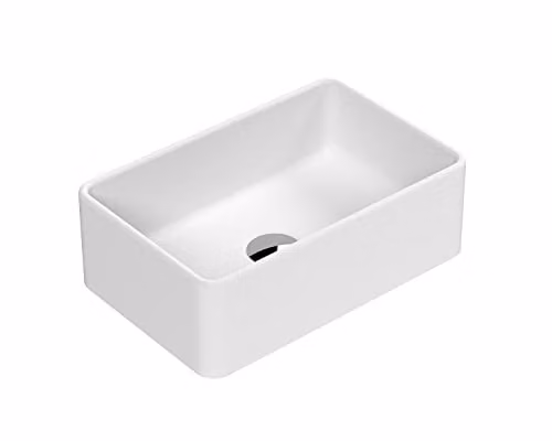 nuie NBV279 Luxe Rectangular Ceramic Countertop Vessel Basin in Matt White, W: 36.5 cm, D: 12.0 cm, H: 23.5 cm