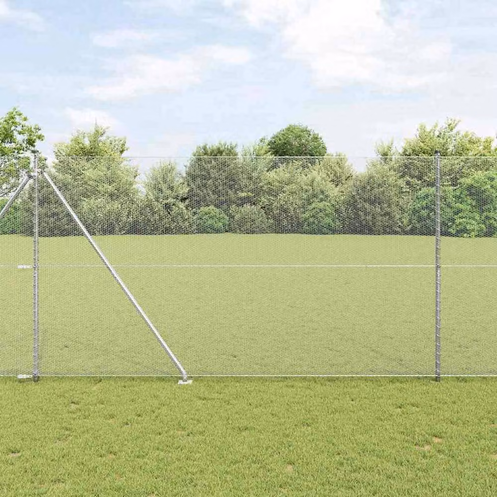 Berkfield Home Hexagon Fence in Silver Galvanised Steel, H: 160 cm, L: 25 m – 2
