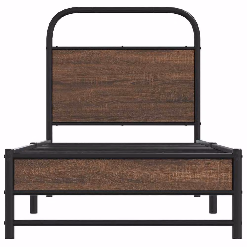 Berkfield Home Bed Frame in Brown Oak Engineered Wood and Metal, W/D/H: 75 x 190 x 75 cm – 3