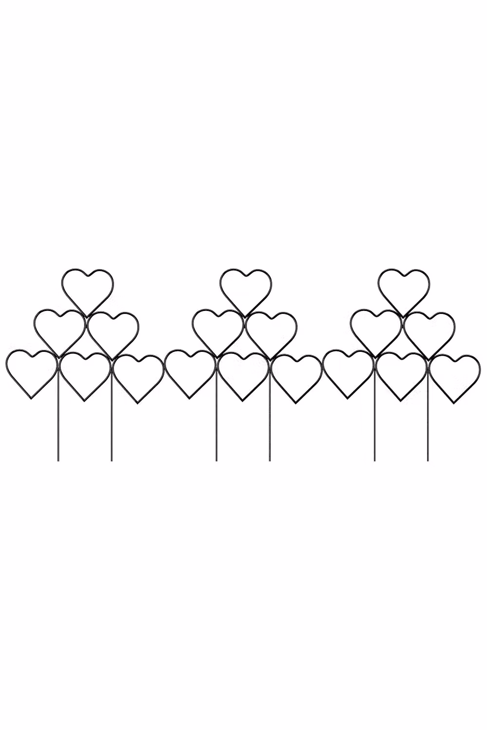 Living and Home 3-Piece Heart-Shaped Stackable Plant Climbing Trellis Support in Black, H 38 cm x W 29 cm – 3