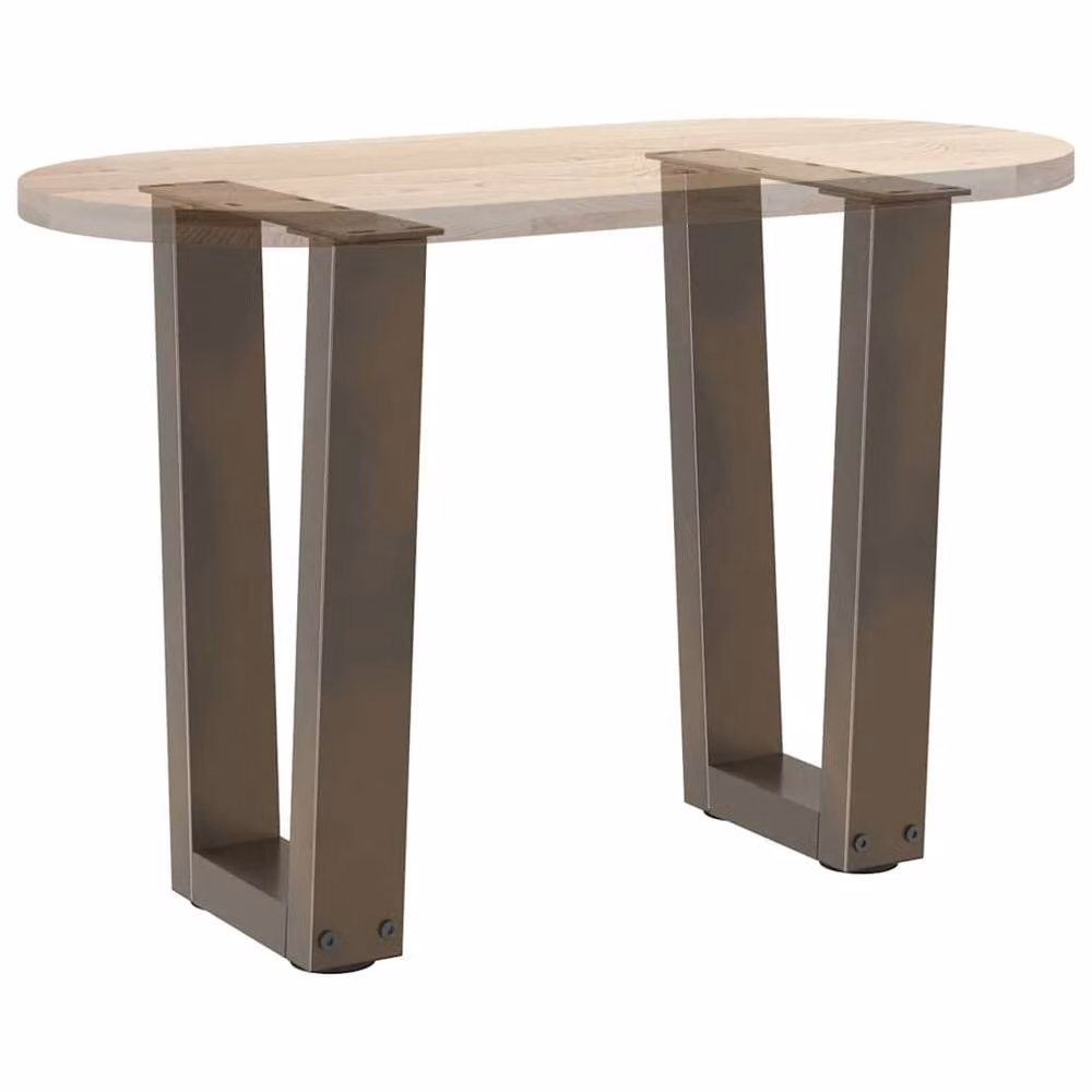 Berkfield Home Modern V-Shape Dining Table Legs, 2 Pieces, Brown Steel, H: 38 x 42-43.3 cm – 5