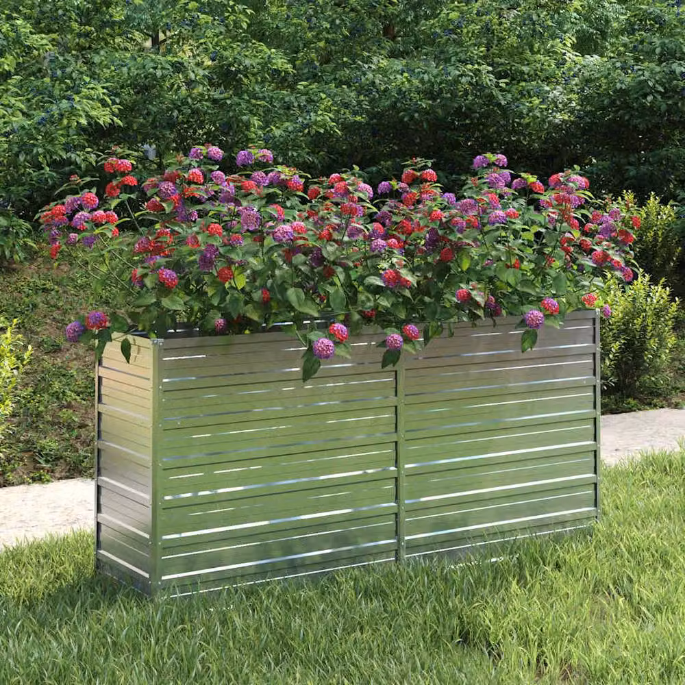 Berkfield Home Garden Galvanised Steel Raised Bed in Silver, W/D/H: 160 x 40 x 77 cm – 2