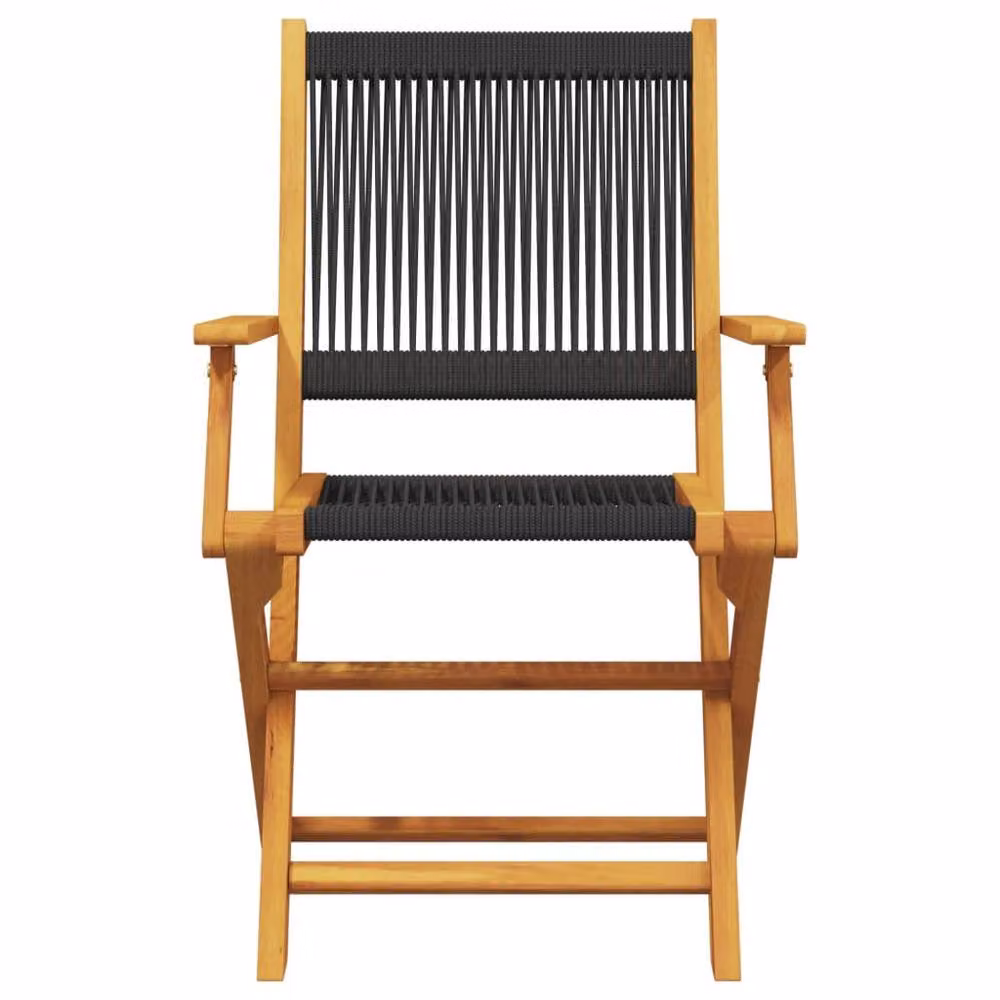Berkfield Home Beautiful 3 Piece Black Polypropylene and Acacia Wood Bistro Set – 3
