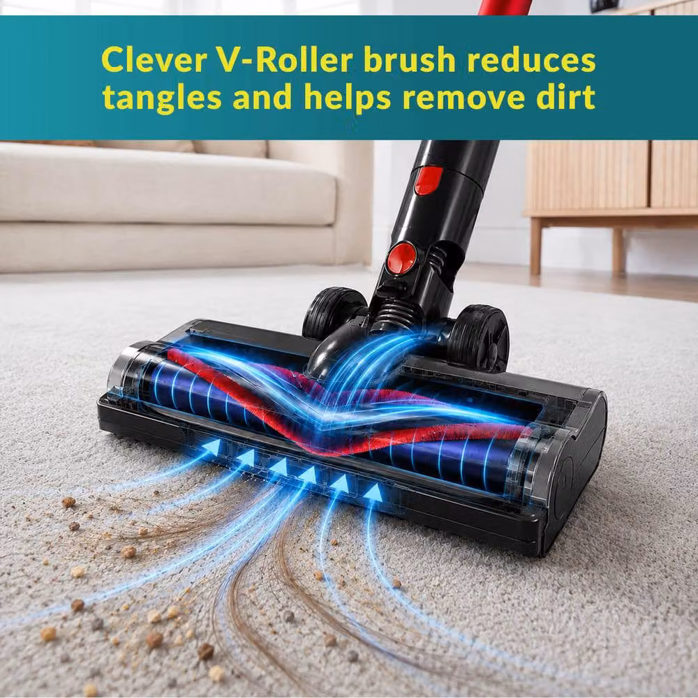 Bergstrom Multicolour Cordless Bagless Stick Vacuum Cleaner with Turbo Brush and LED Headlight – 3