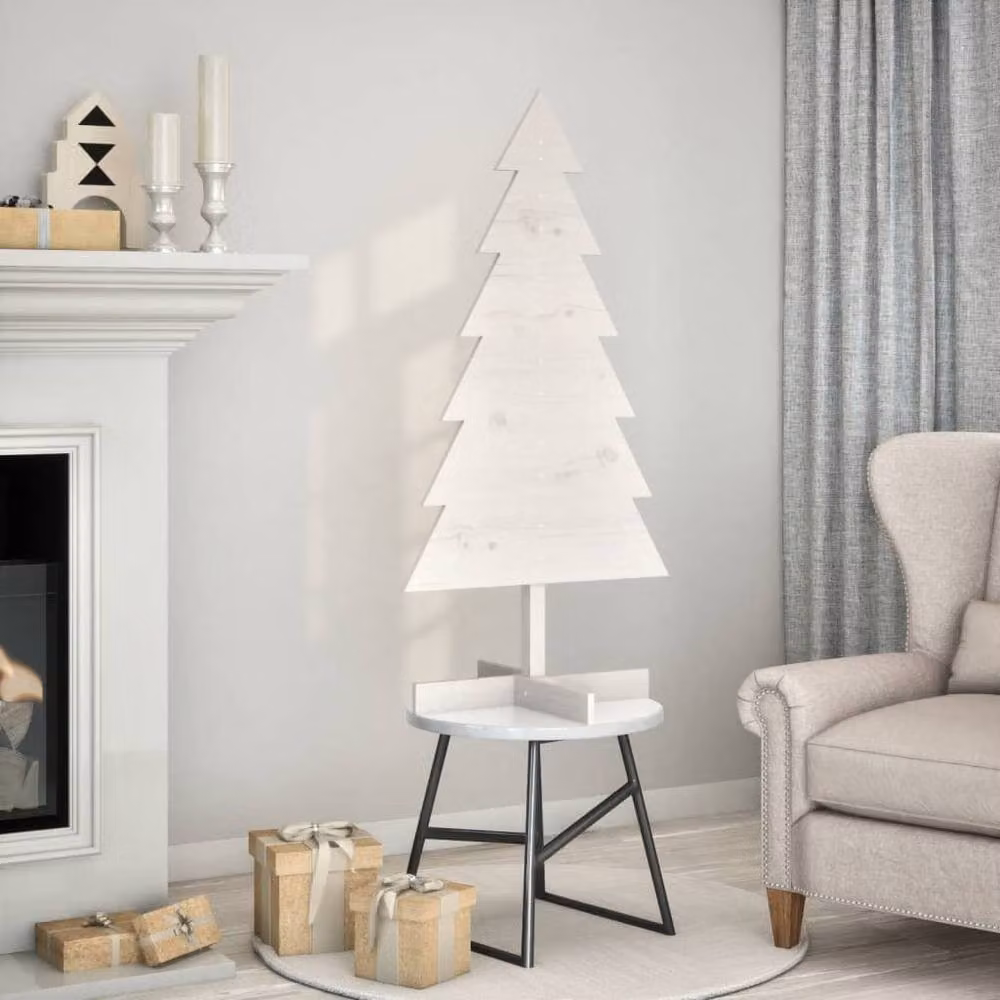 Berkfield Home White Rustic Wooden Christmas Tree, Height: 120 cm – 2