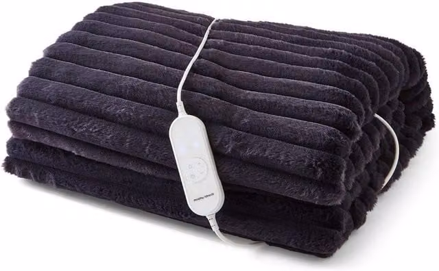 Morphy Richards EverCosy Large Luxury Striped Blue Fleece Electric Heated Throw