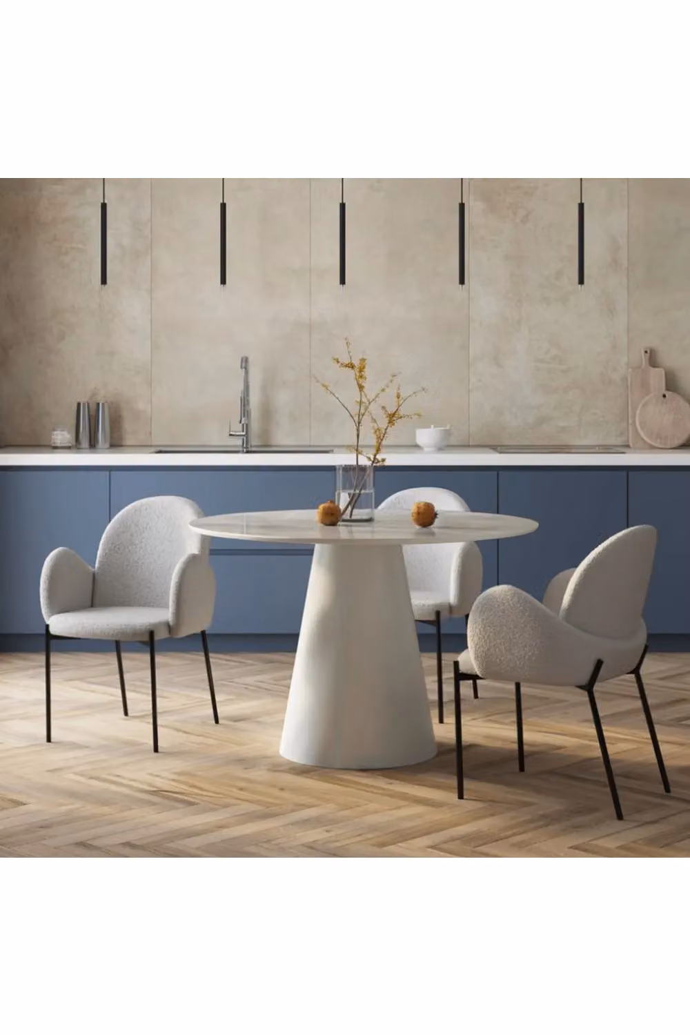 Living and Home Set of 2 Grey Upholstered Dining Chairs with Armrests – 2