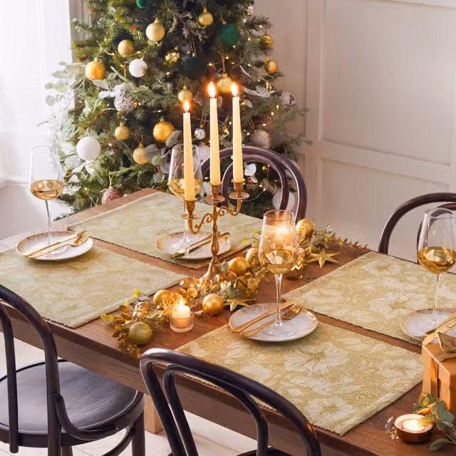 Paoletti Gold Stag Floral Christmas Placemats, Set of 4, W: 46 cm, D: 36 cm – 3