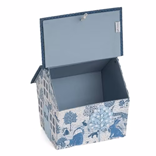 Hobby Gift Sewing Box Birdhouse Grove Scenic in Blue W/D/H: 26.0 x 21.5 x 26.0 cm – 2