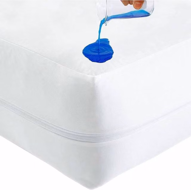 FLAVORA Waterproof Mattress Encasement Zippered Cover in White, Size: 120 x 200 cm