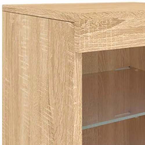 vidaXL Modern Sideboard with Integrated LED Lights in Sonoma Oak Brown, W: 123 cm, D: 37 cm, H: 67 cm – 2