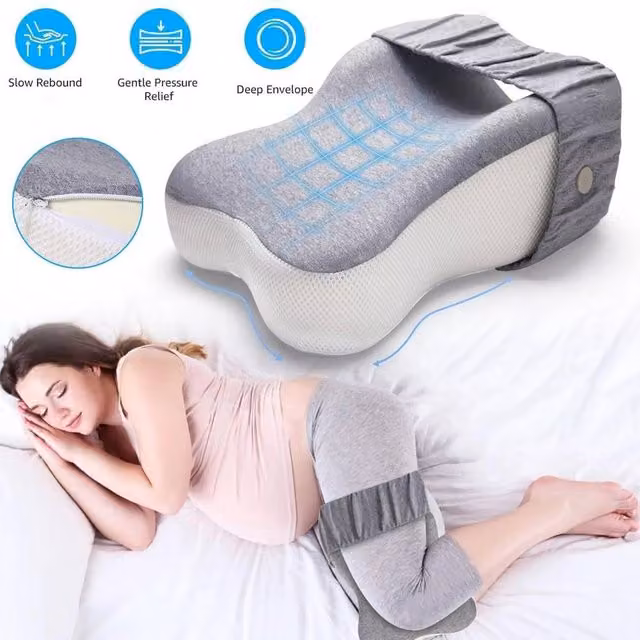 KORVIXA Contoured Memory Foam Knee Pillow in Grey