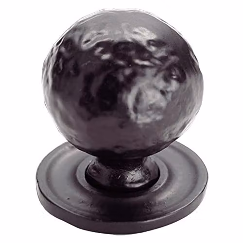 Loops 4 Pack Hammered Ball Cupboard Door Knobs in Matt Black Antique Finish, 33mm Diameter – 2