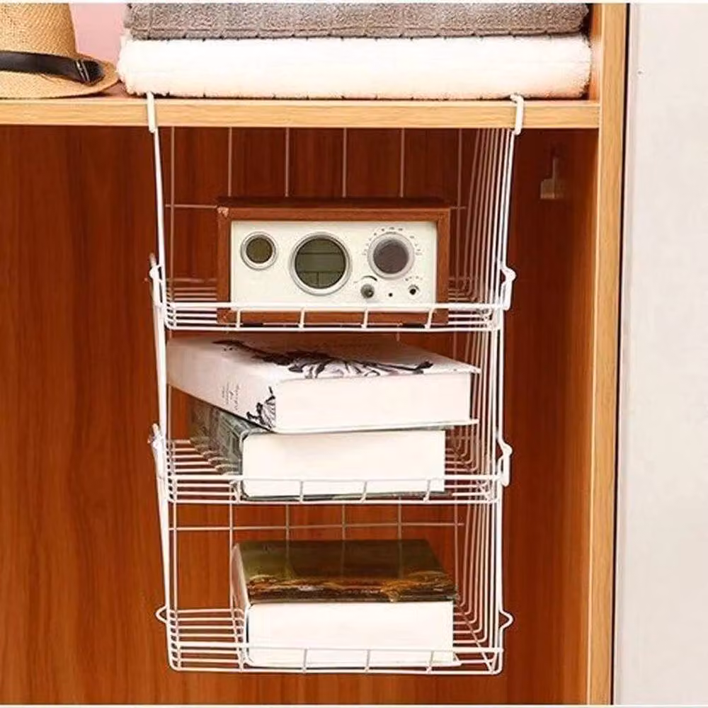 Kelvenix Set of 2 Large White Metal Under Shelf Hanging Storage Baskets – 2