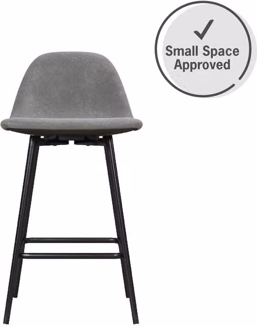 Dorel Home Calvin Mid-Century Counter Stool in Grey Velvet with Metal Upholstered Frame