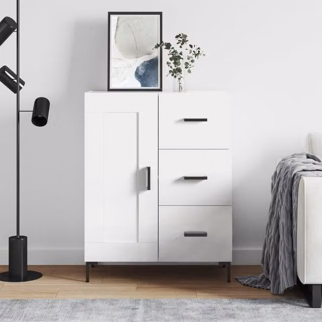 Berkfield Home White Classic Sideboard in MDF, W/D/H: 69.5 x 34 x 90 cm – 1