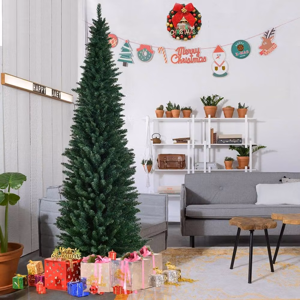 Costway 8ft Slim Artificial Christmas Tree in Green – 4