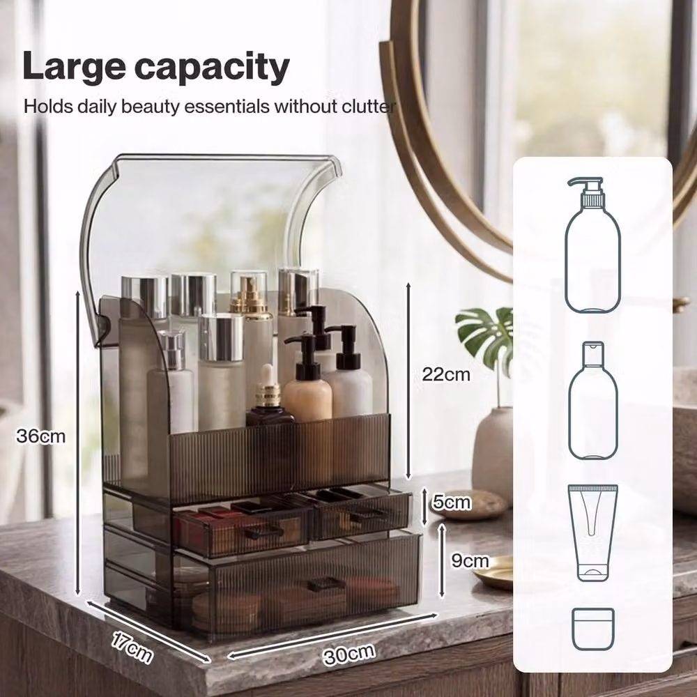 KORVIXA Black and Transparent Acrylic Makeup Storage Organiser – 3