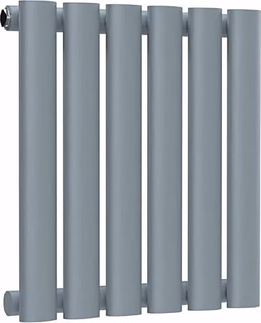 Lux Heat Oval Horizontal Single Radiator in Pebble Grey, W: 40.0 cm, H: 36.0 cm