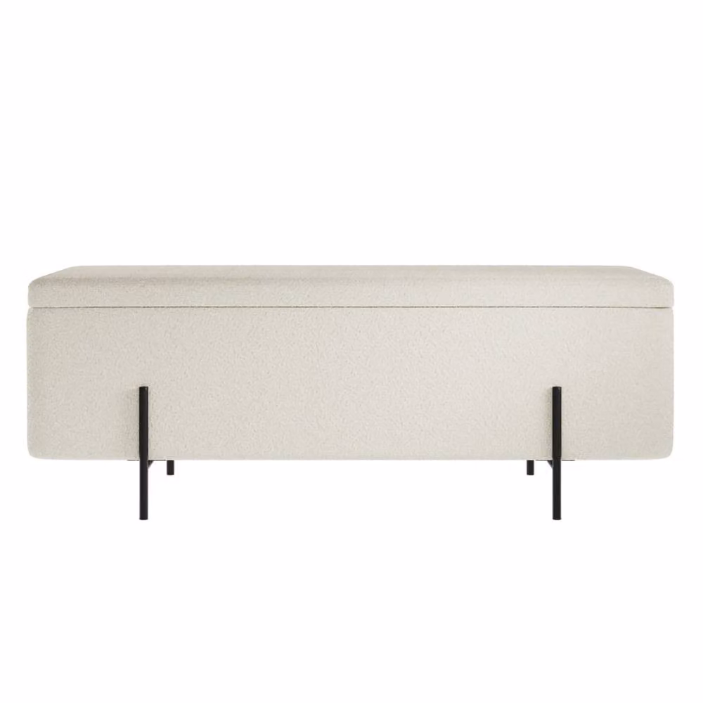 Wyld Haus Elowen Rectangle Storage Ottoman Bench in Ivory Bouclé – 2