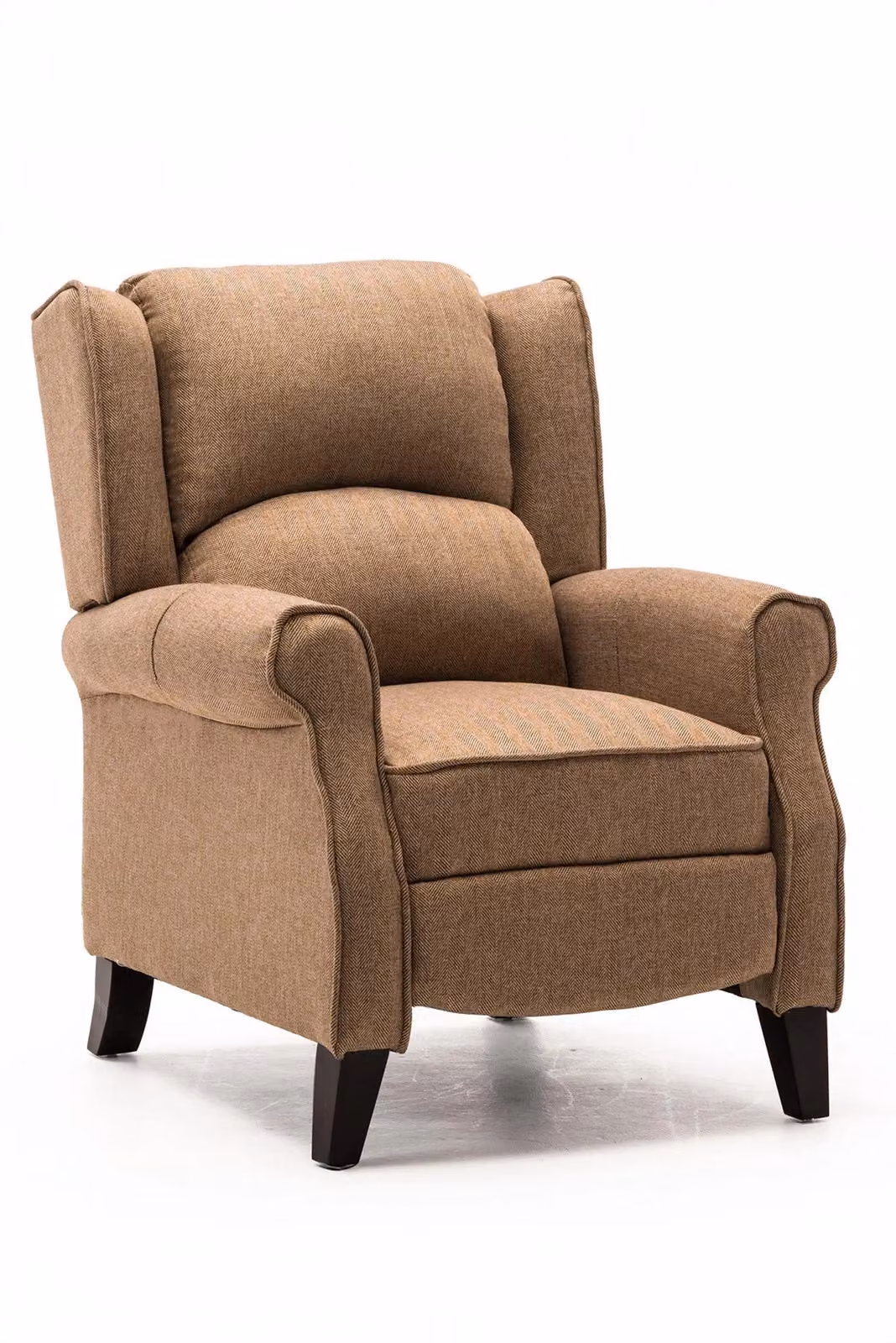 More4Homes Eaton Wing Back Fireside Herringbone Fabric Pushback Recliner Chair in Cream and Beige – 3