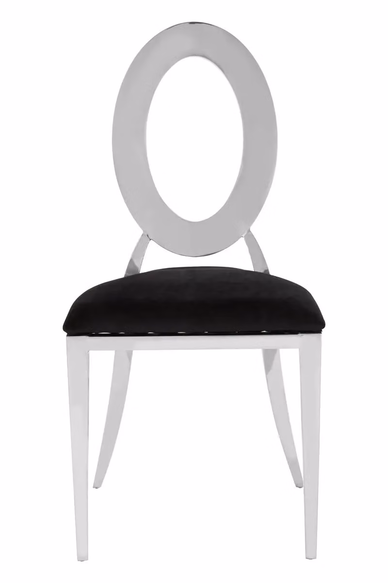 Interiors by Premier Stackable Velvet Dining Chair with Metal Frame in Silver and Black – 7