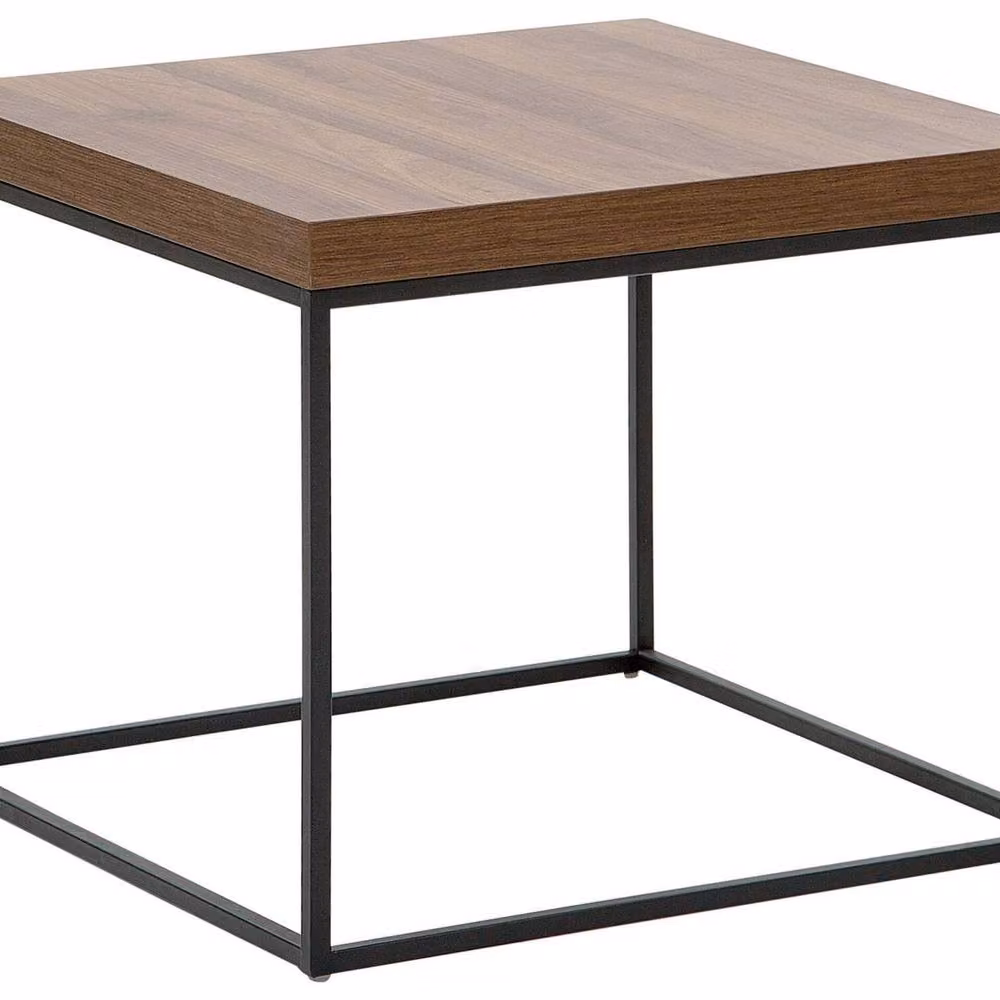Wyld and Coco Industrial Side Table with Brown MDF Top and Black Legs W/D/H: 60 x 60 x 50 cm – 2