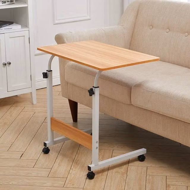 EONLION Folding Laptop Table Stand in Natural Wood with Height Adjustable Sled Base – 1