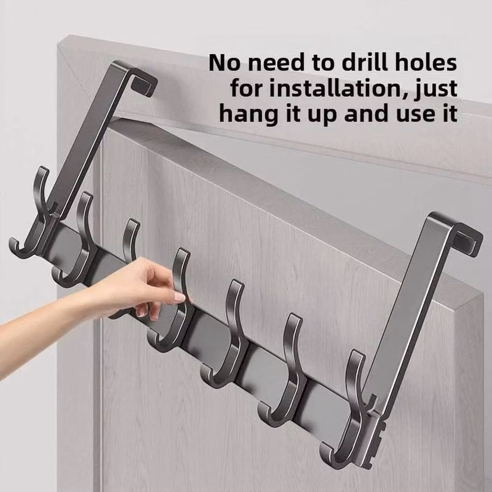 SPETLEK Over The Door Hanger with 14 Metal Hooks in Black – 3