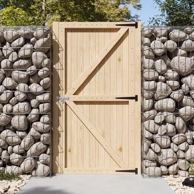 Livingandhome Wooden Swing Garden Gate in Yellow, Width: 90 cm
