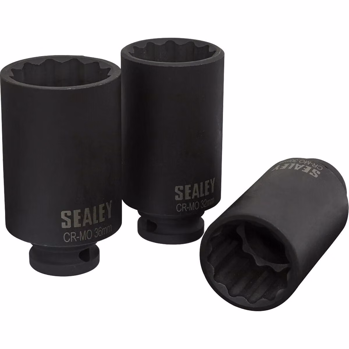 Loops 3 Pack Deep Impact Socket Set, 1/2 inch Square Drive, 12 Point, Chrome Molybdenum, 30mm, 32mm and 36mm – 5