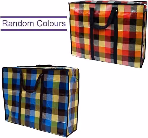 KAV Multicolour Reusable Waterproof Laundry and Storage Bags with Handles and Zippers, Pack of 10, W: 50 cm, D: 35 cm – 6