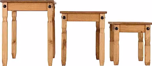 Seconique Corona Nest of Tables in Brown Waxed Pine – 3