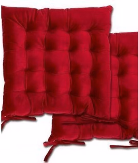 NewEdgeBlinds Red Velvet Plush Square Seat Pad Pair