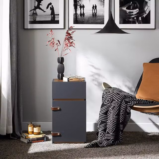 SoBuy Chic Nightstand Table with Drawer in Grey
