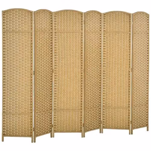 HOMCOM 6 Panel Folding Room Divider Privacy Screen in Natural Sand, W/H: 240 x 170 cm