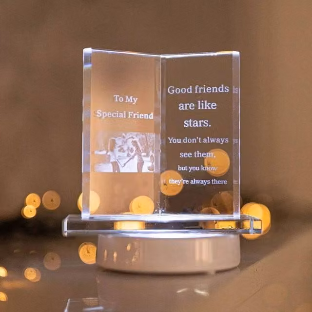 Marco Paul Special Friend Glass Plaque with LED Light Box in Clear