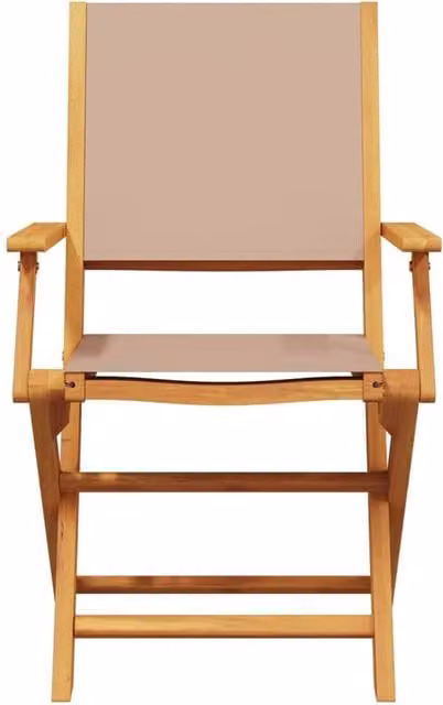 Berkfield Home Beautiful 3 Piece Bistro Set in Taupe Fabric and Oiled Acacia Wood