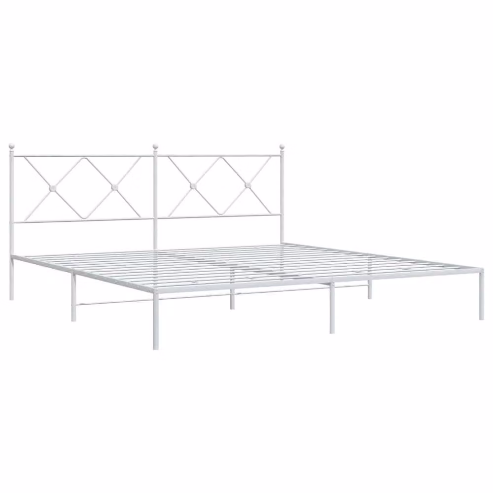 Berkfield Home Metal Bed Frame with Headboard, White, W: 183 cm, L: 213 cm – 3